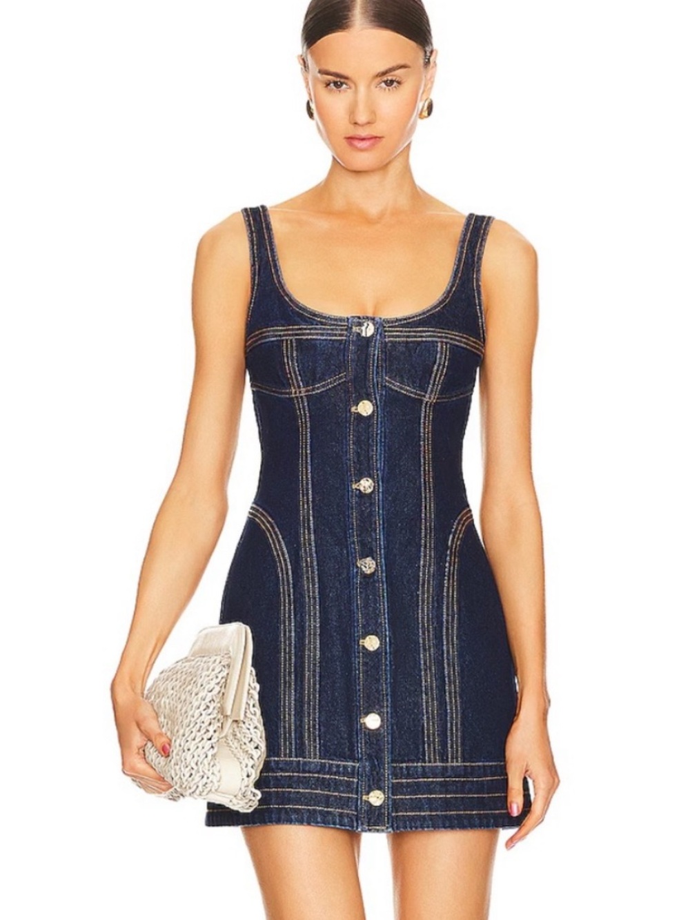 NWT Acler Valleybrook Denim Dress Dark Indigo Button Front Size US 4